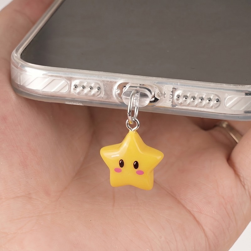 Yellow Phone Accessories - Sevimli 3D Sarı Yıldız Telefon Toz