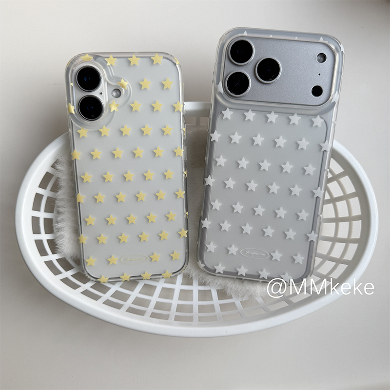 Yellow Phone Accessories - Kore Malı Sarı ve Beyaz Yıldızlı